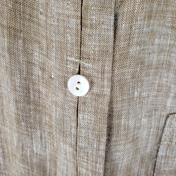 J Jill Love Linen Brown Tan Button Up Top Long Sleeve Slit Placket Size Small - Picture 5 of 9